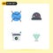 4 User Interface Flat Icon Pack of modern Signs and Symbols of internet, schedule, wifi, toy, shine
