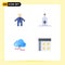 4 User Interface Flat Icon Pack of modern Signs and Symbols of man, app, cream, share, interface