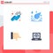 4 User Interface Flat Icon Pack of modern Signs and Symbols of satellite, laptop, water drop, dislike, arrow