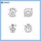 4 User Interface Line Pack of modern Signs and Symbols of bag, energy, online app, power button, plug