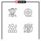 4 User Interface Line Pack of modern Signs and Symbols of balloon, billiards, airballoon, film reel, rack