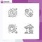 4 User Interface Line Pack of modern Signs and Symbols of percent, search, control, setting, shopping