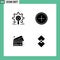 4 User Interface Solid Glyph Pack of modern Signs and Symbols of engine, plus, research, circle, cards