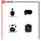 4 User Interface Solid Glyph Pack of modern Signs and Symbols of equipment, bathroom, tools, message, shower