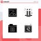 4 User Interface Solid Glyph Pack of modern Signs and Symbols of image, folder, cake, night party, internet