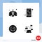 4 User Interface Solid Glyph Pack of modern Signs and Symbols of lungs, view, call, smart phone, look