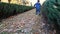 A 4-year-old child walks through the autumn park, turns to the camera, looks around.