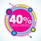 40% Descuento, 50% Discount Sticker spanish text, sale tag