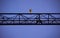 40 meter road transportation sign on the metal arch on blue background