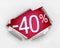 40 percent discount message in a hole