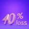 40 percent Loss on purple background, 3d render illustration.
