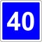 40 suggested speed road sign