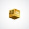 40 Years Anniversary Celebration Gold 3 D Vector Label Logo Template Design Illustration