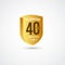 40 Years Anniversary Celebration Gold 3 D Vector Label Logo Template Design Illustration