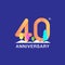 40 years anniversary celebration logotype. Multicolor number with modern leaf and snow background. Design for booklet, leaflet,