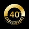 40 years anniversary icon. 40th celebrating and birthday golden logo. Vector illustration