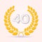 40 years anniversary laurel wreath 3d logo or icon. Jubilee, birthday badge, label design. 40th celebrating emblem.