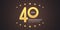 40 years anniversary vector icon, logo. Graphic design element with golden neon digit