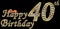 40 years happy birthday golden sign with diamonds, vector illustration