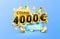 4000 euro coupon gift voucher, cash back banner special offer. Vector illustration