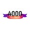 4000 followers number with color bright ribbon isolated vector icon