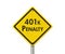 401k penalty yellow and black warning highway road sign