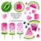4025 Watermelon Watercolor Hand-drawn Clipart Isolated Elements Set