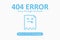 404 error. Page not found template with dead file. Design for web page - disconnect banner for website