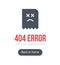 404 Error with text, webpage icon and button, black vector template on white background.