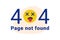 404 page of the site with the text Page not found. A stunned emoji sticking out a tongue.