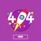 404 rocket error page background text. Found service information website graphic banner isolated. Oops not repair web vector wrong