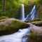 405 Dreamy Waterfall: A serene and dreamy background featuring a waterfall in soft and soothing colors that create a tranquil an
