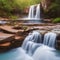 405 Dreamy Waterfall: A serene and dreamy background featuring a waterfall in soft and soothing colors that create a tranquil an