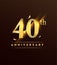 40th anniversary glowing logotype with confetti golden colored isolated on dark background, vector design for greeting card and