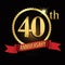 40th golden anniversary logo with shiny ring red ribbon