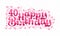 40th Happy Birthday lettering, 40 years Birthday beautiful typography design with pink dots, lines, and leaves