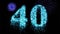 40th number blue firework night sparkle - video animation