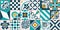 421_Lisbon geometric Azulejo tile vector pattern, Portuguese or Spanish retro old tiles mosaic