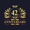 42nd Anniversary Design, luxurious golden color 42 years Anniversary logo