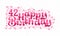 42nd Happy Birthday lettering, 42 years Birthday beautiful typography design with pink dots, lines, and leaves