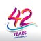 42nd Years Anniversary celebration logo, birthday vector design