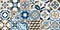 445_Lisbon geometric Azulejo tile vector pattern, Portuguese or Spanish retro old tiles mosaic
