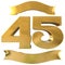 45 3d render anniversary golden sign