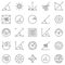 45 Degrees Angle outline icons set. Vector 45 degree symbols