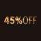 45 percent off, golden words on black background, 3d illustration