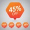 45% Sale, Disc, Off on Cheerful Orange Tag for Marketing Retail Element Design