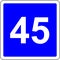 45 suggested speed road sign