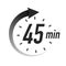45 timer minutes symbol black style with arrow