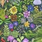 451 Hand-drawn Botanicals: An artistic and whimsical background featuring hand-drawn botanical elements in playful and vibrant c