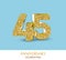 45th anniversary card template with 3d gold colored elements. Can be used with any background.